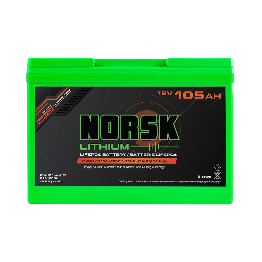 B16105GH – NORSK INC Battery, Group 31 16 Volt M8 Threaded Stud Top Terminal Lithium Iron Phosphate Style (LiFePO4) S...